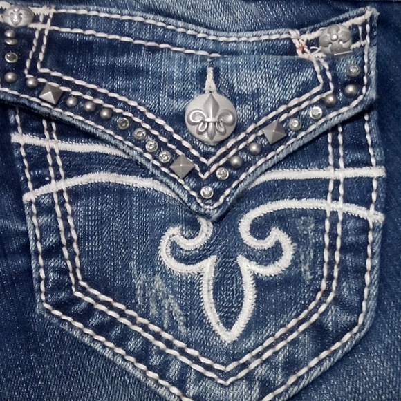 Rock Revival Women's 26 Bootcut Heather Embellished Studs Rhinestones NWT - Picture 2 of 13